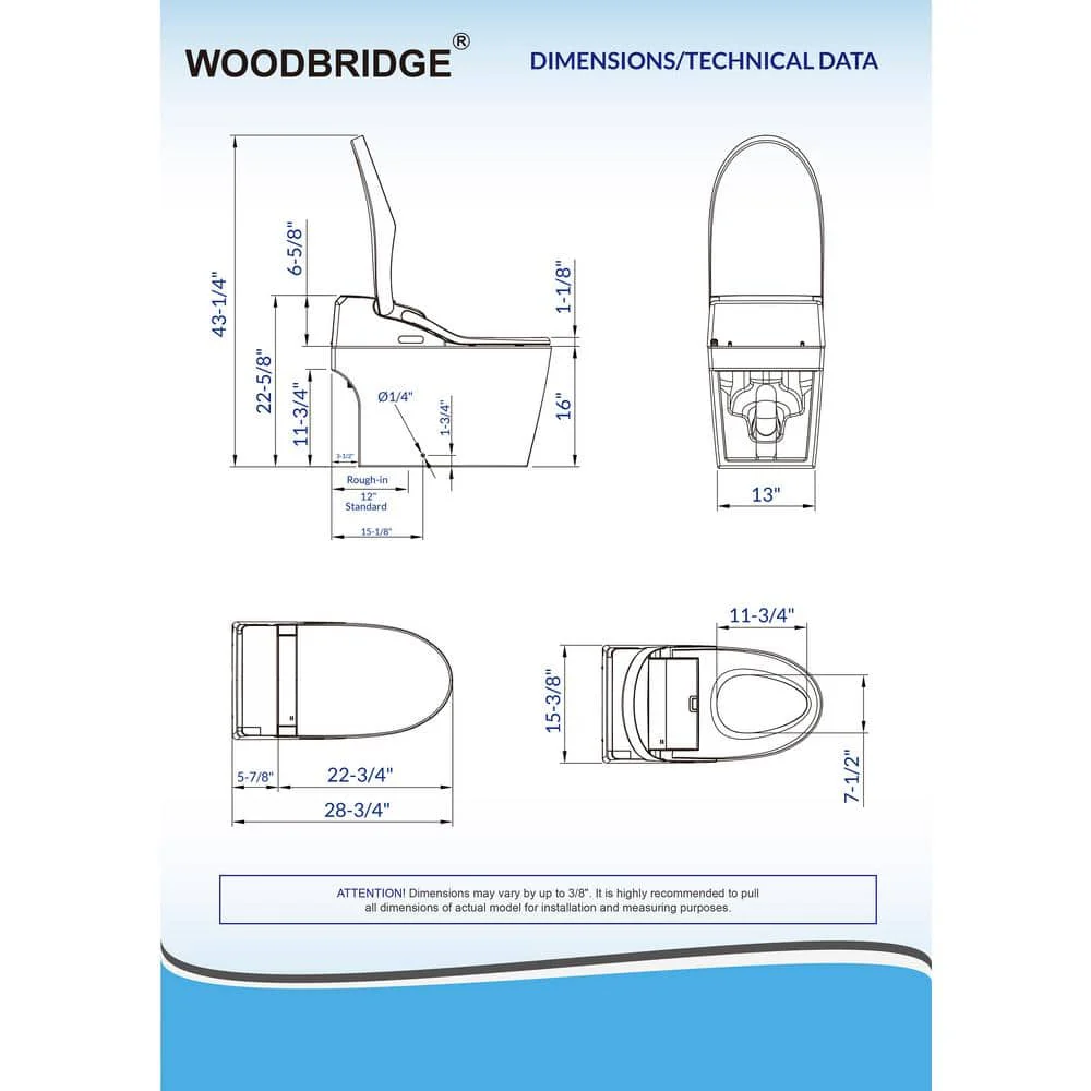 WOODBRIDGE Venezia Intelligent Elongated Smart Bidet Toilet with Auto Features - Image 9