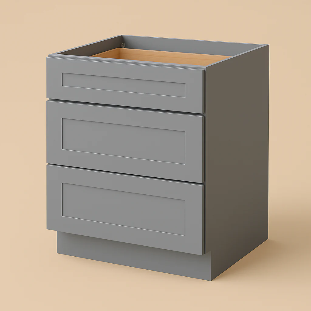 WOWOW 27" Grey Plywood Drawer Base Cabinet with Soft Close