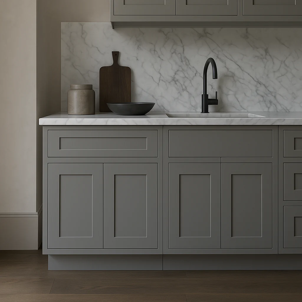 WOWOW 27-in Gray Plywood Kitchen Cabinet with Drawer - Image 3