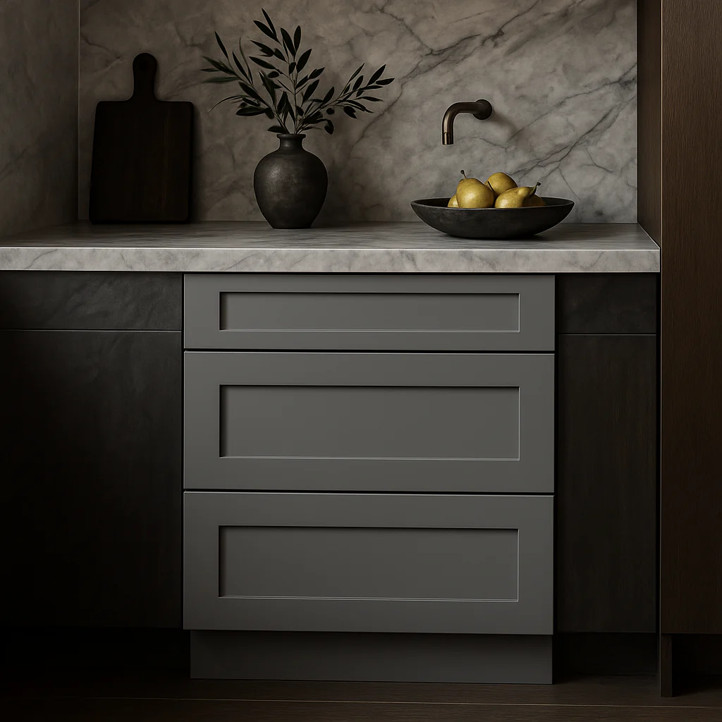 WOWOW Grey Painted Plywood Drawer Base Kitchen Cabinet with Soft Close - Image 2