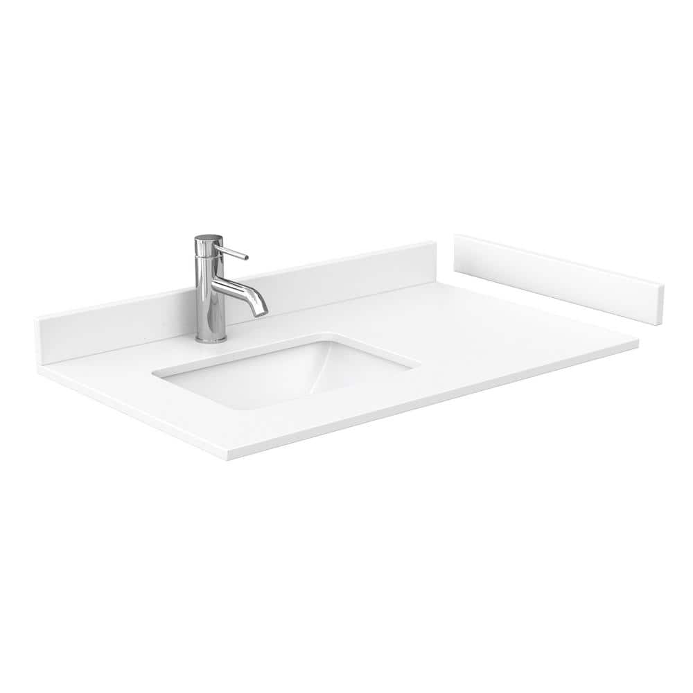 Wyndham Collection 36 in. Cultured Marble Bathroom Vanity Top with Rectangular Sink