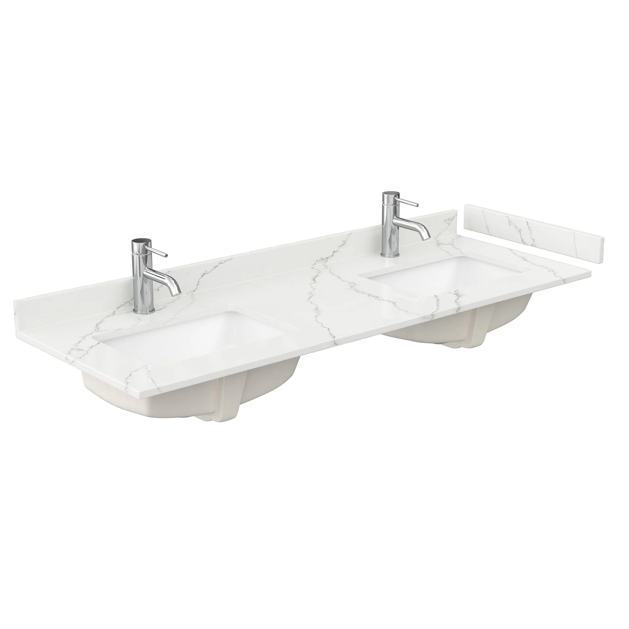 Wyndham Collection 60 in. Quartz Double Sink Bathroom Vanity Top in Giotto - Image 3