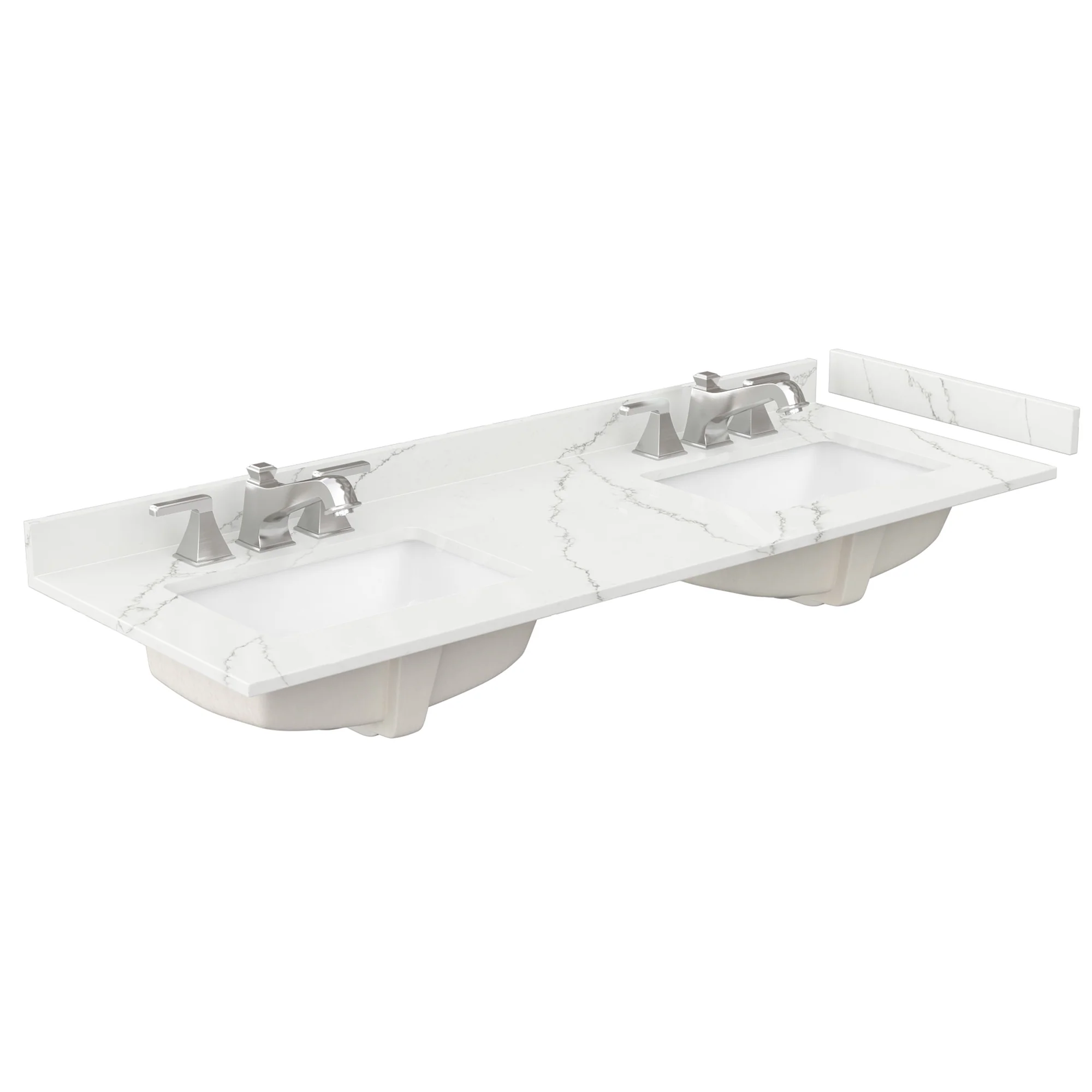 Wyndham Collection 60 in. Quartz Double Sink Bathroom Vanity Top in Giotto - Image 3