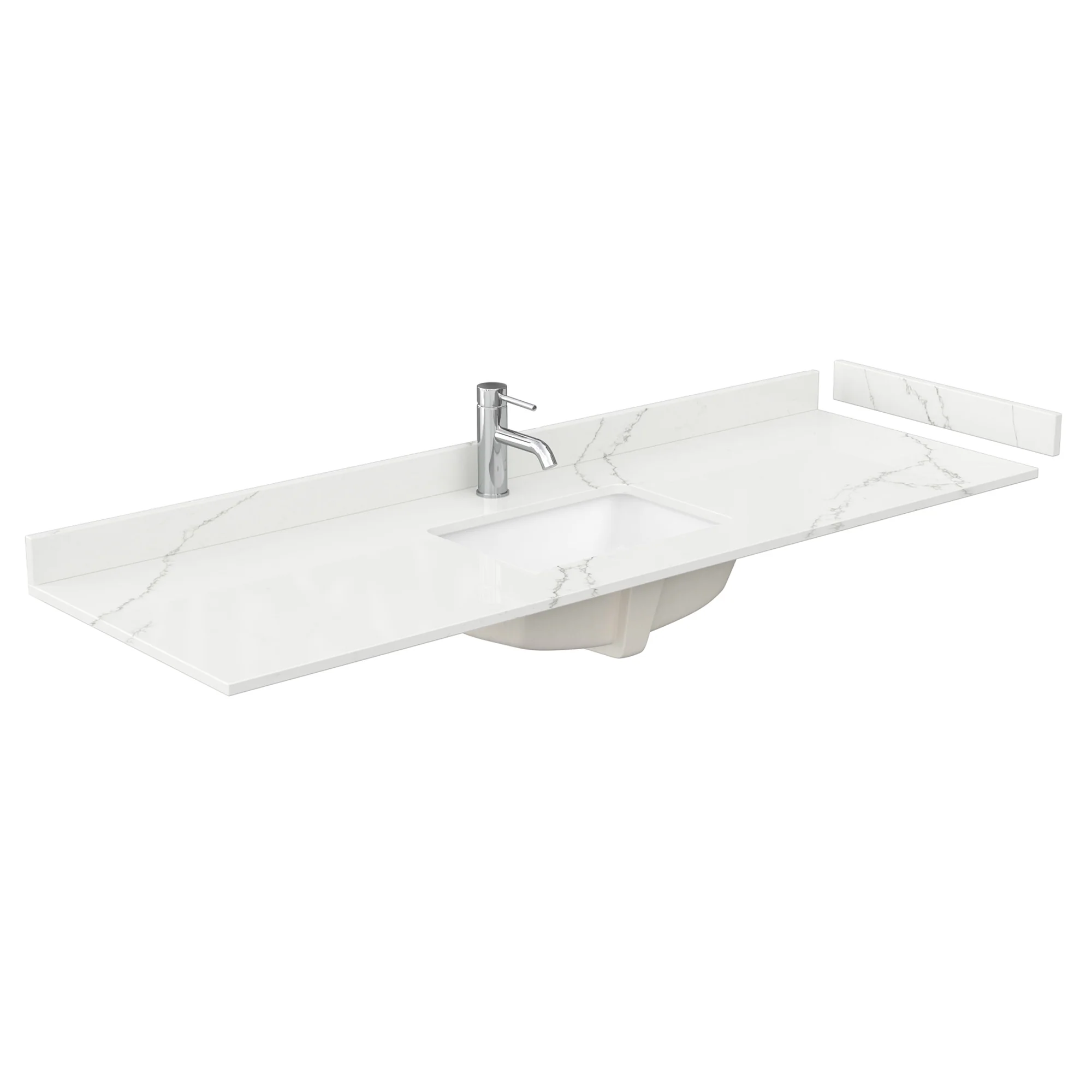 Wyndham Collection 66 in. Quartz White Single Sink Bathroom Vanity Top in Giotto - Image 3