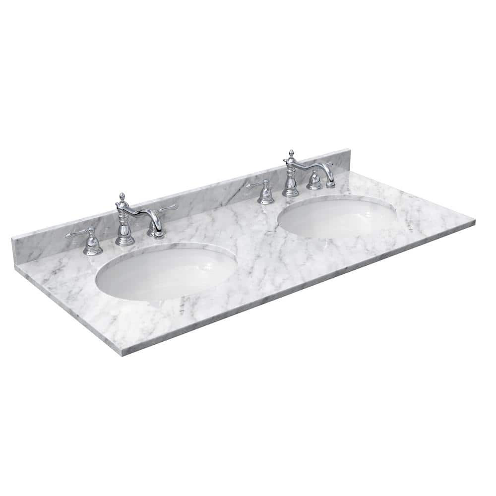 Wyndham Collection Avery 48" Double Bath Vanity in Dark Gray with White Carrara Marble Top - Image 6