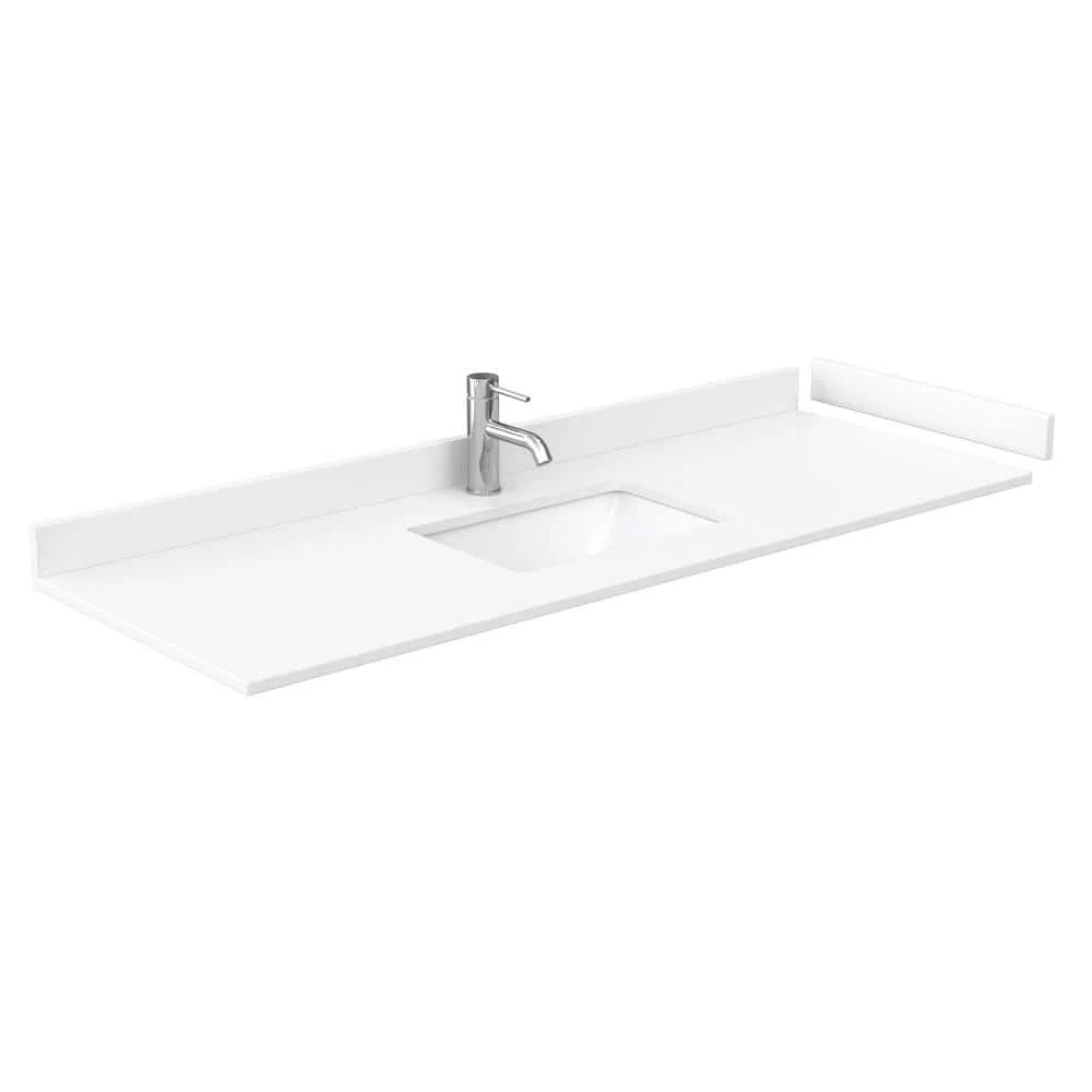 Wyndham Collection Avery 60" Single Sink Bath Vanity in White with Cultured Marble Top - Image 6
