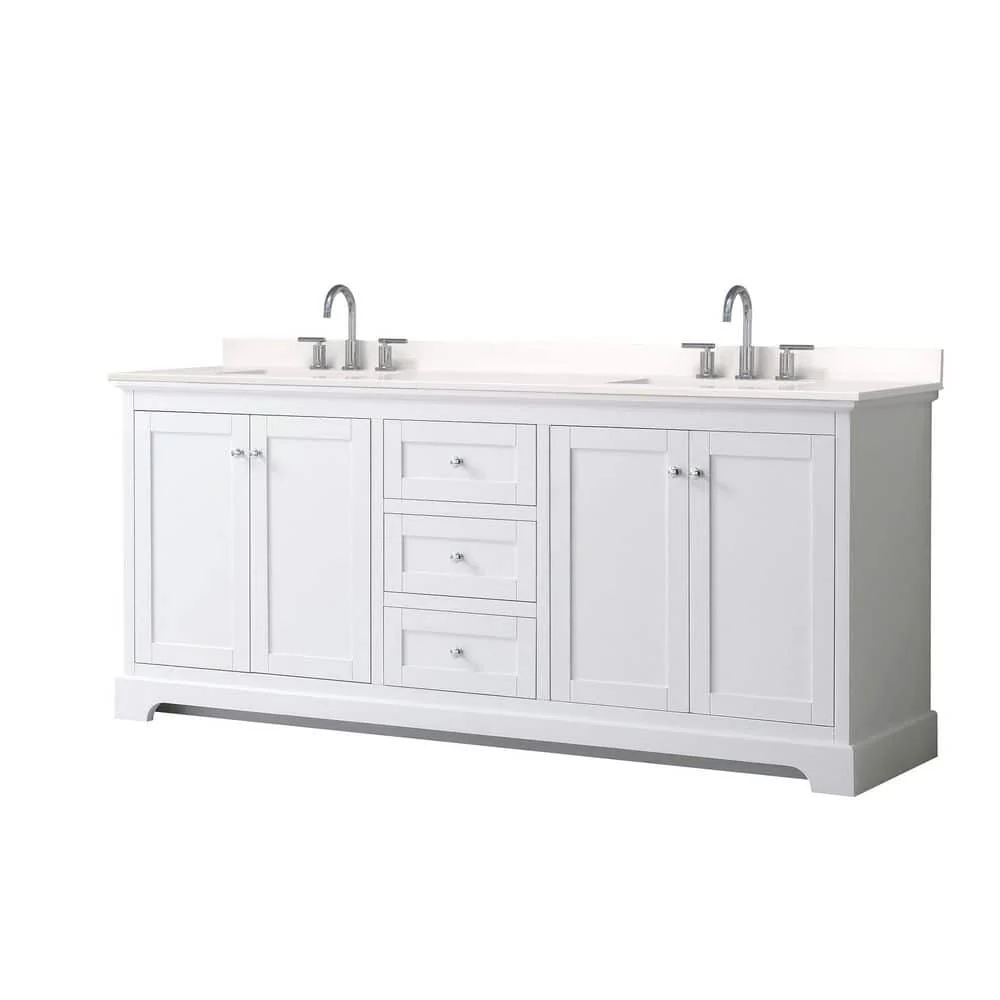 Wyndham Collection Avery 80 in. Double Bath Vanity with White Quartz Top - Image 3