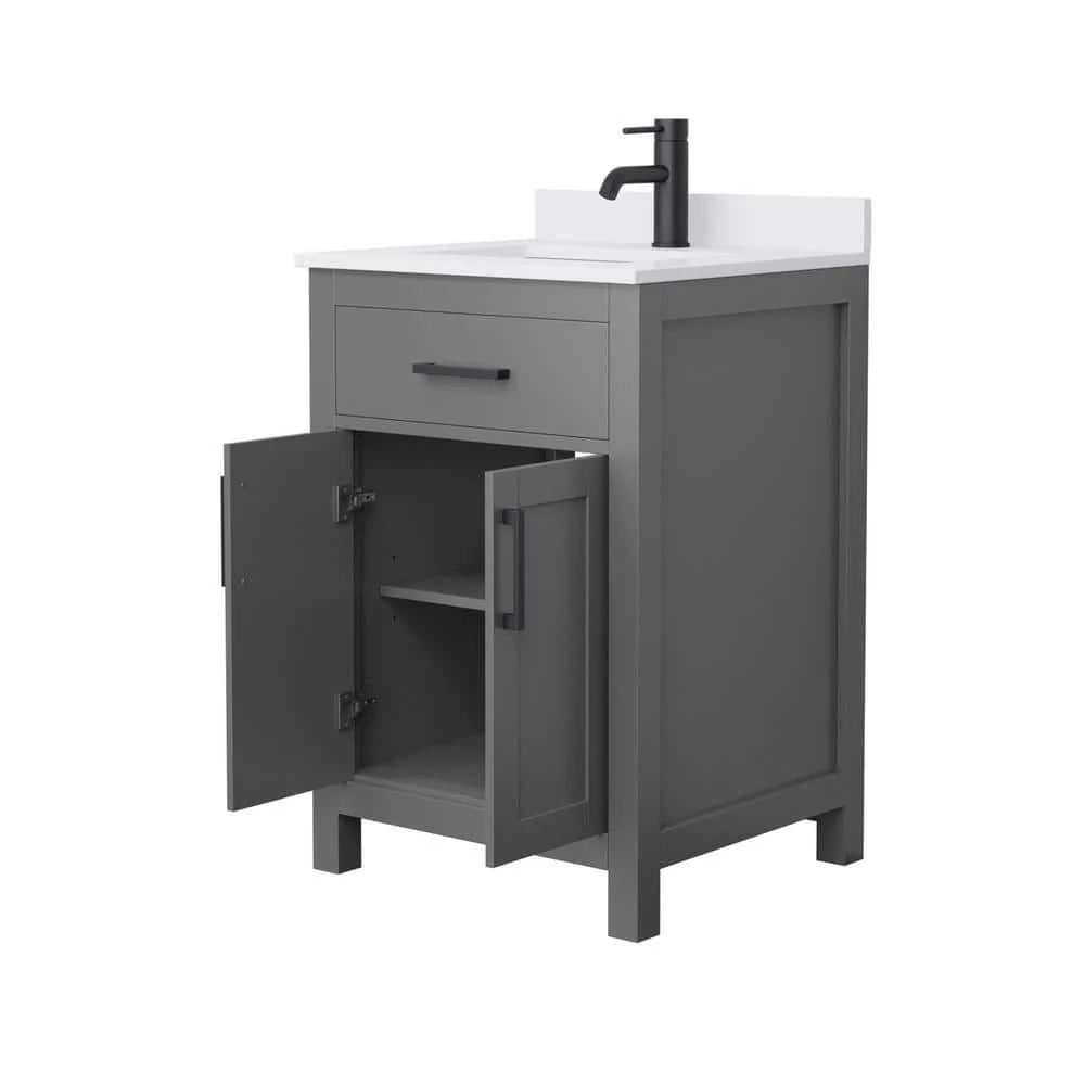 Wyndham Collection Beckett 24" Bathroom Vanity in Dark Gray with Cultured Marble Top - Image 3