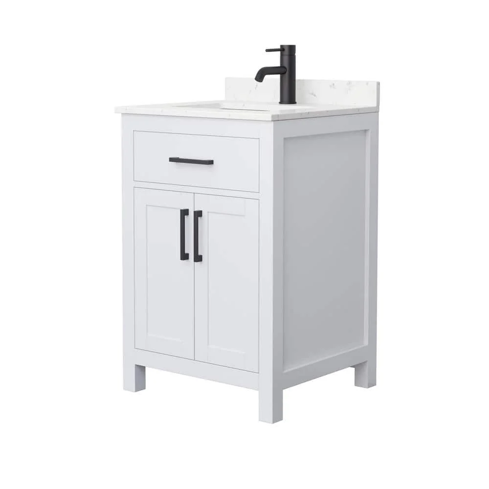 Wyndham Collection Beckett 24" Bathroom Vanity with Carrara Marble Top - Image 2