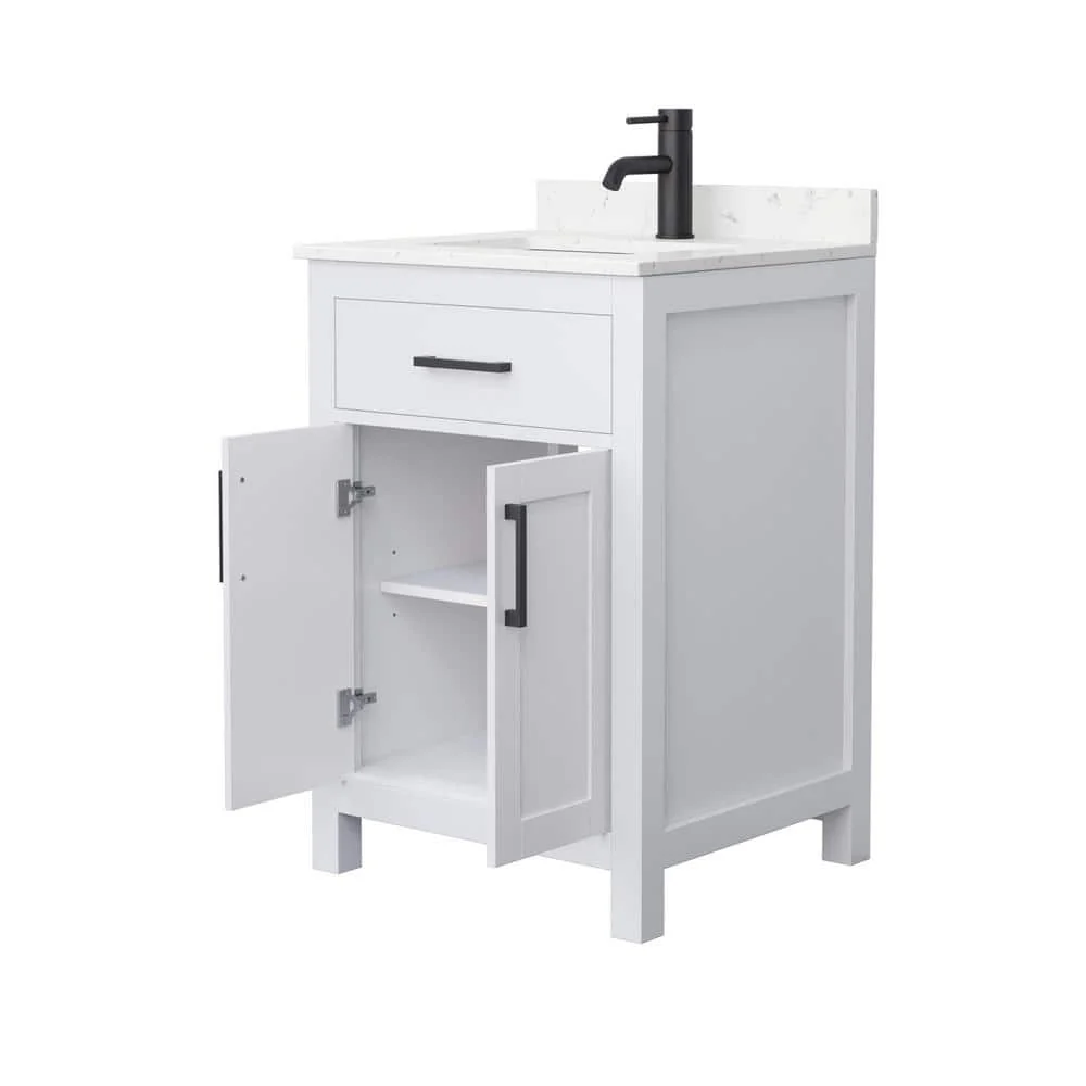 Wyndham Collection Beckett 24" Bathroom Vanity with Carrara Marble Top - Image 3