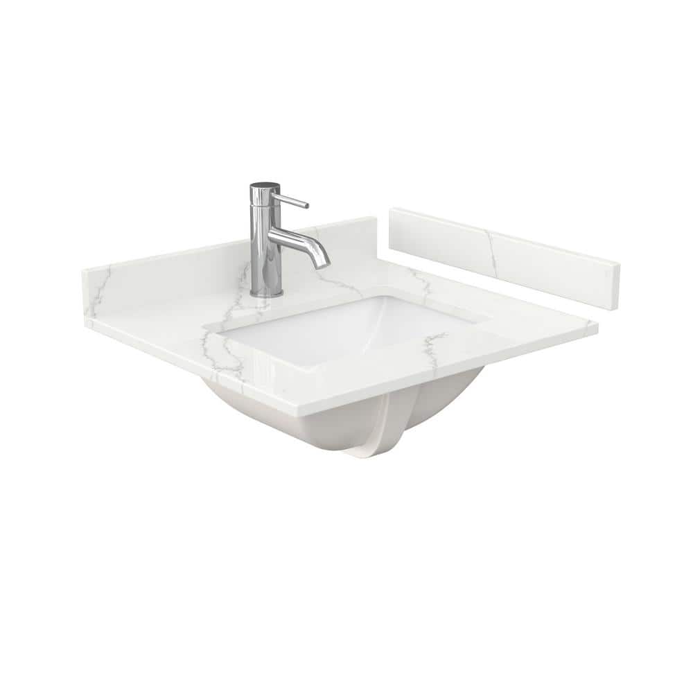 Wyndham Collection Beckett 24" Freestanding White Bath Vanity with Giotto Quartz Top - Image 3
