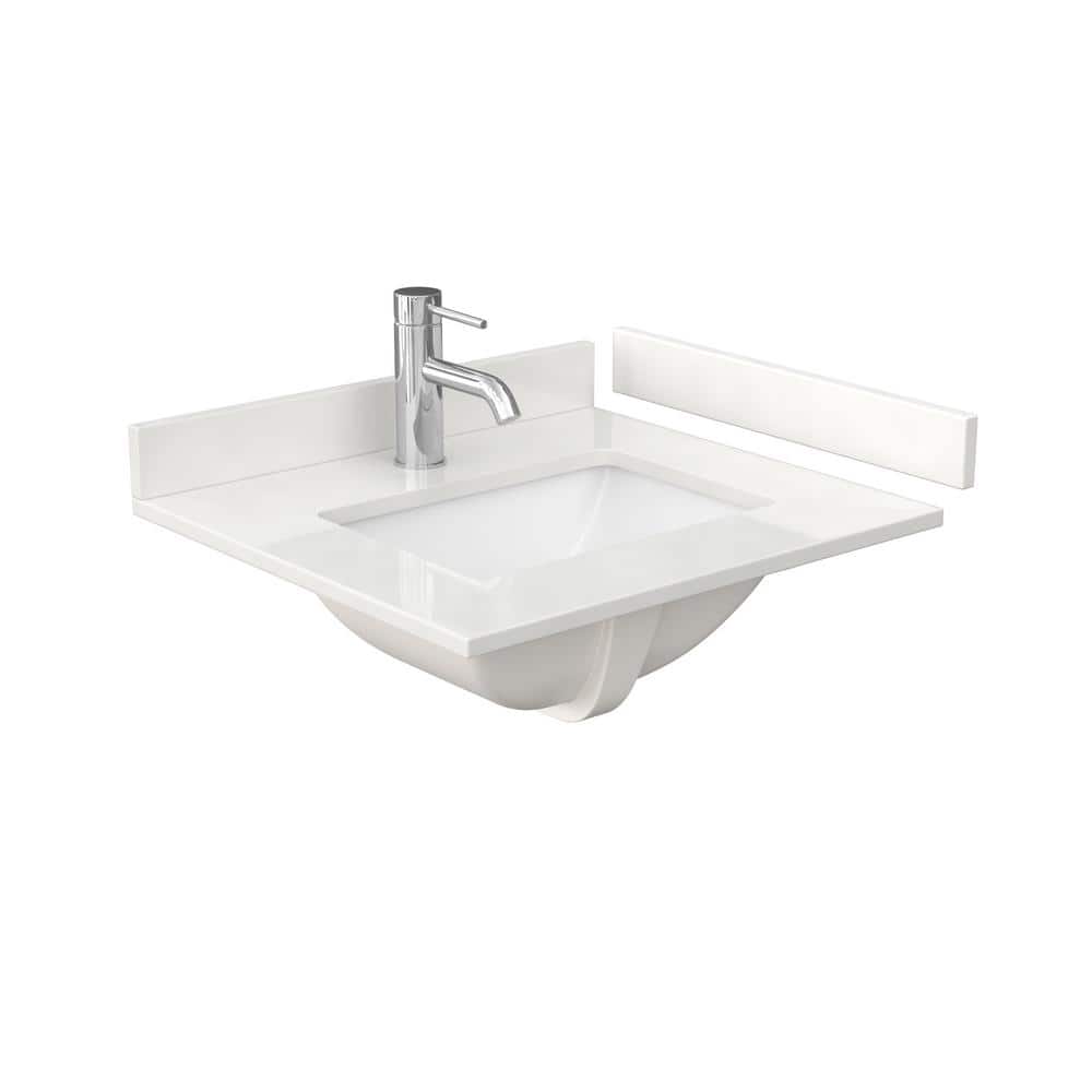 Wyndham Collection Beckett 24" Freestanding White Bath Vanity with Quartz Top - Image 3
