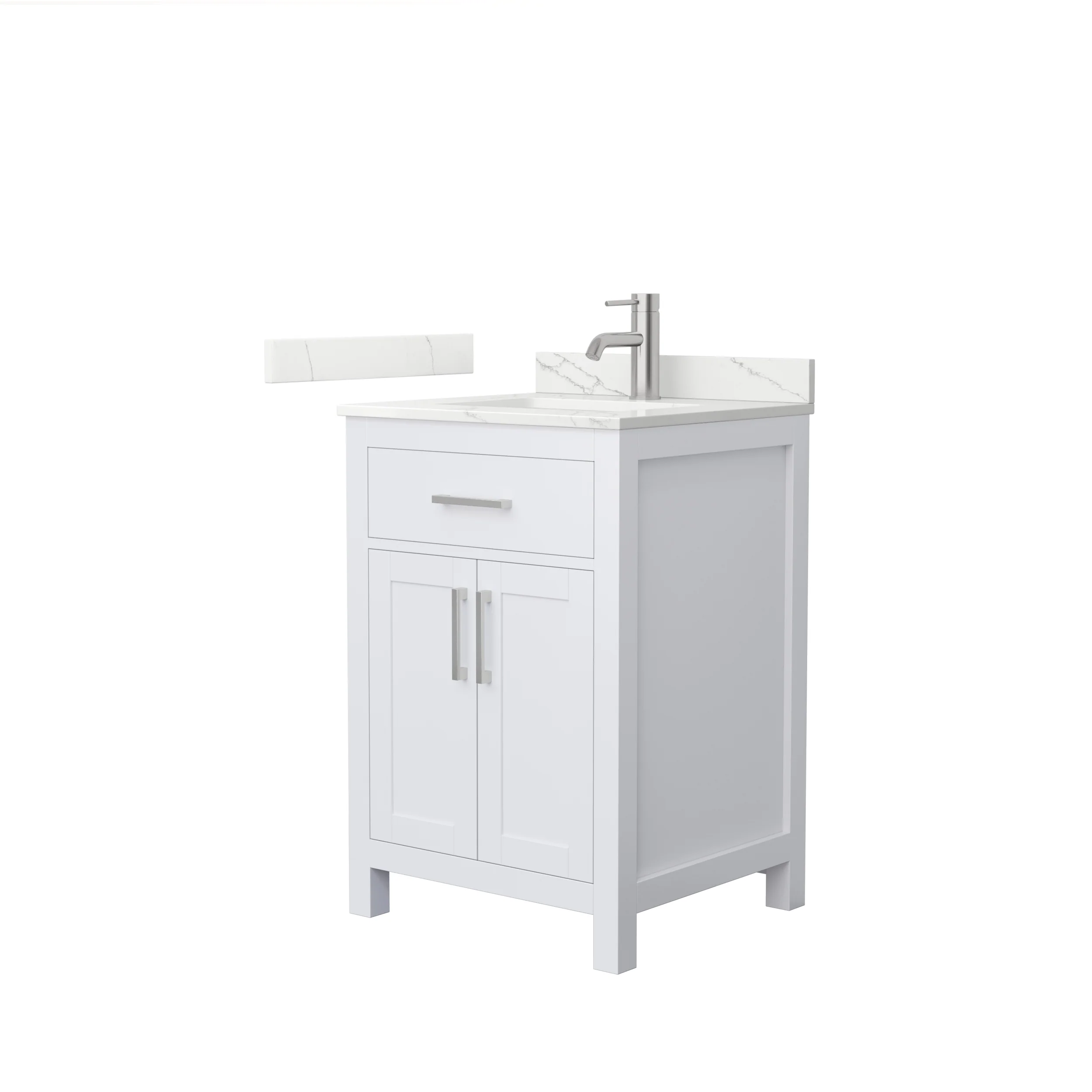 Wyndham Collection Beckett 24" Freestanding White Bath Vanity with Quartz Top - Image 5