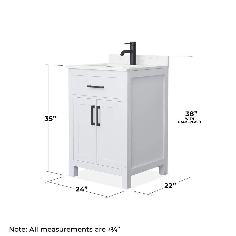 Wyndham Collection Beckett 24" Freestanding White Bath Vanity with Quartz Top - Image 7