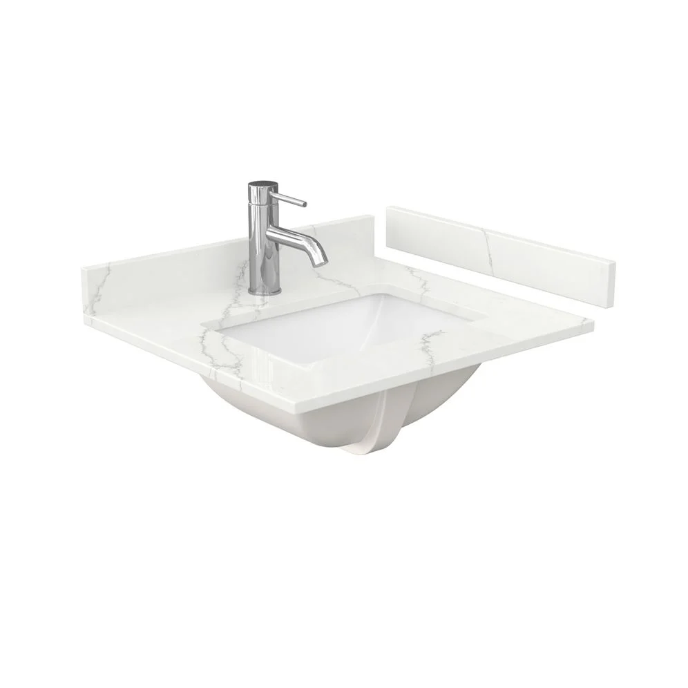 Wyndham Collection Beckett 24" Freestanding White Bath Vanity with Quartz Top - Image 9