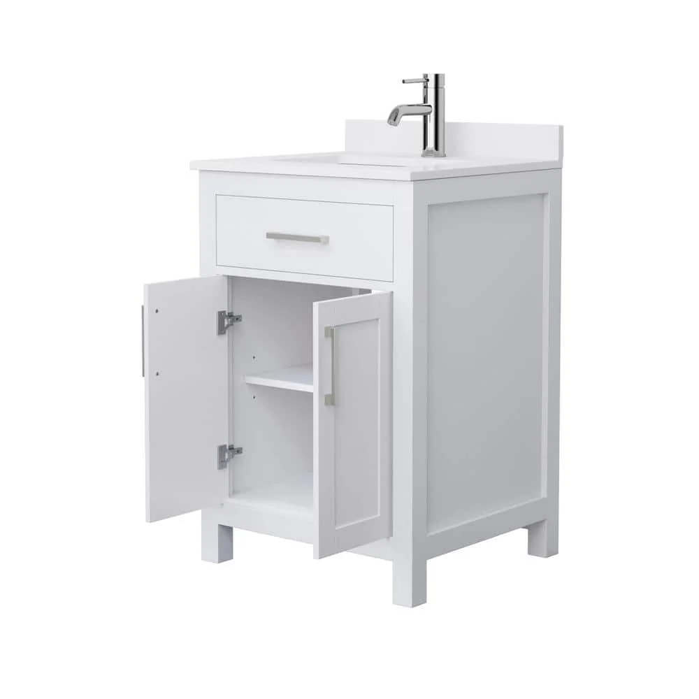 Wyndham Collection Beckett 24" Single Bath Vanity in White with Cultured Marble Top - Image 3