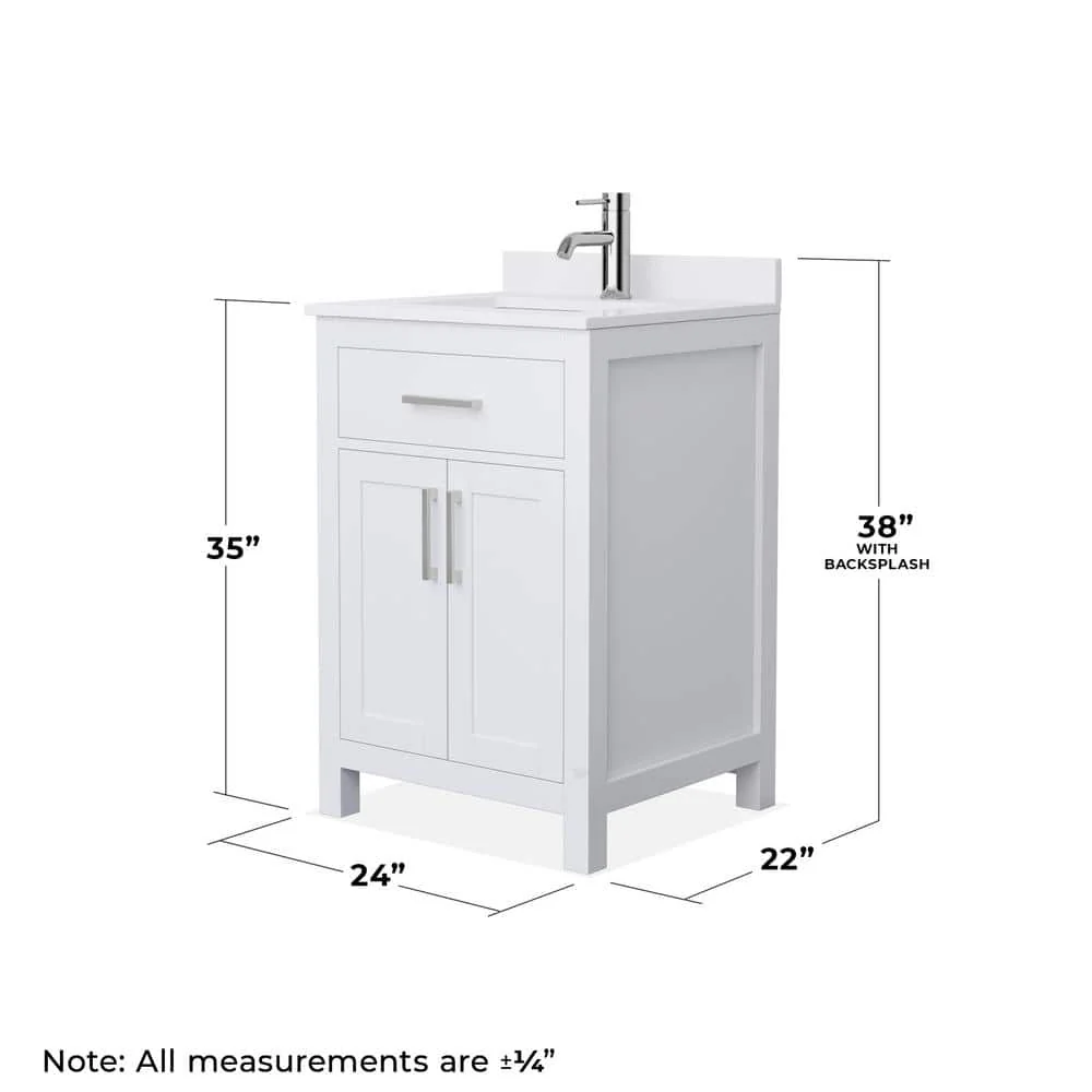 Wyndham Collection Beckett 24" Single Bath Vanity in White with Cultured Marble Top - Image 5