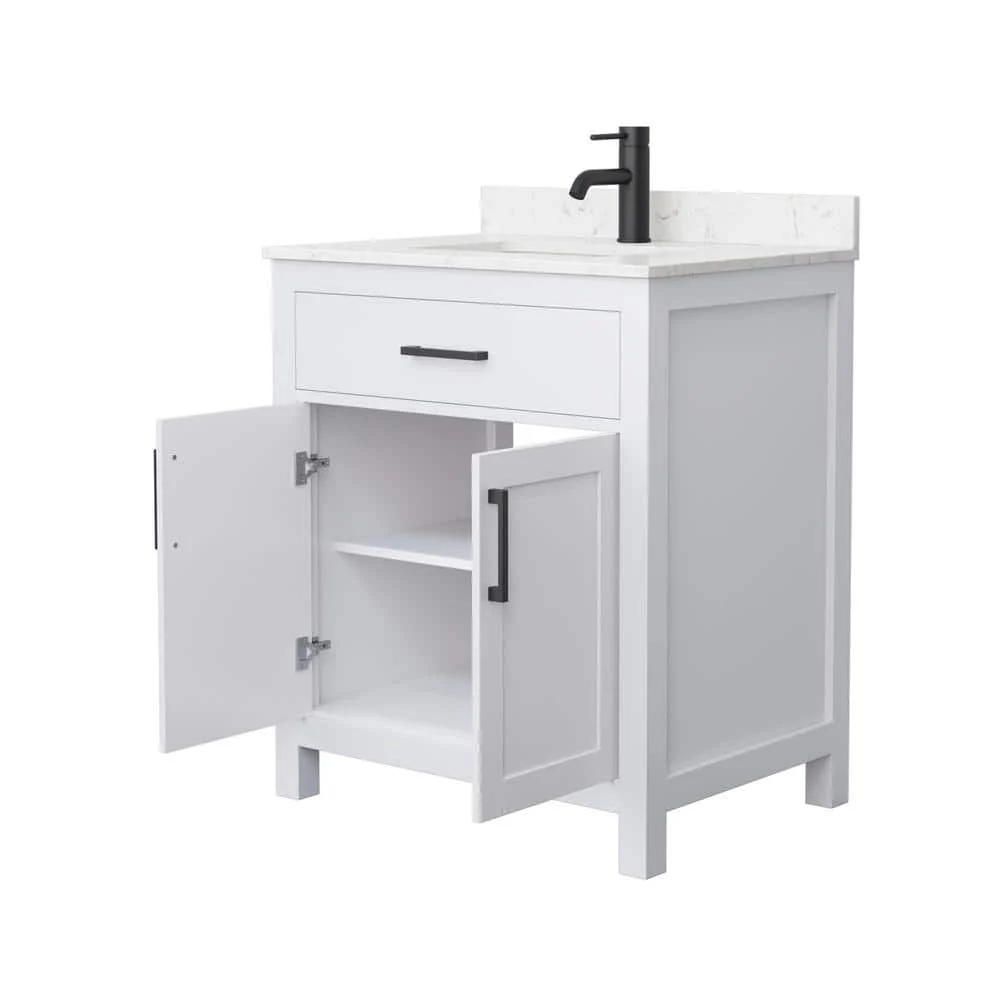 Wyndham Collection Beckett 30" Bathroom Vanity with Carrara Marble Top - Image 4