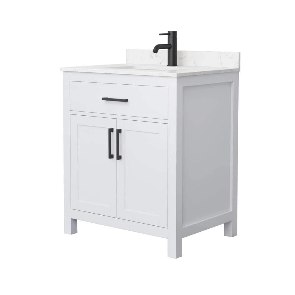 Wyndham Collection Beckett 30" Bathroom Vanity with Carrara Marble Top - Image 5