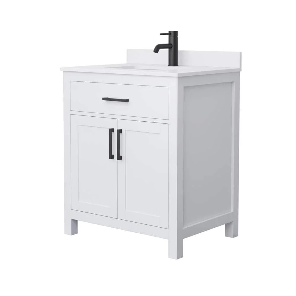Wyndham Collection Beckett 30" Bathroom Vanity with White Cultured Marble Top - Image 3