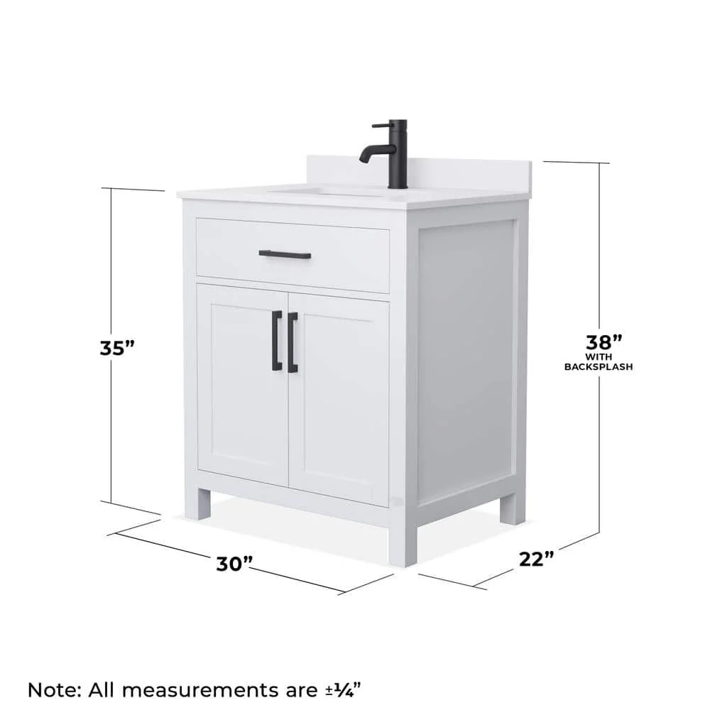 Wyndham Collection Beckett 30" Bathroom Vanity with White Cultured Marble Top - Image 6