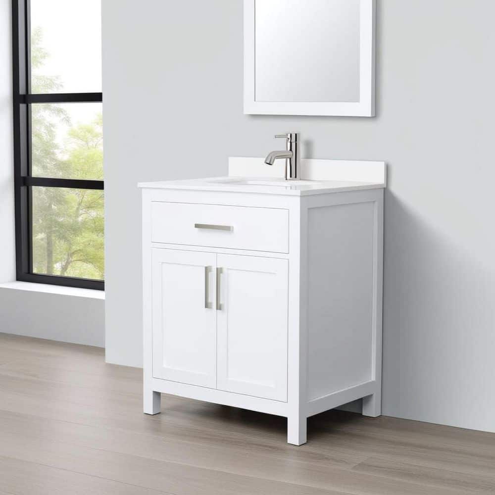 Wyndham Collection Beckett 30" Bathroom Vanity with White Cultured Marble Top - Image 2
