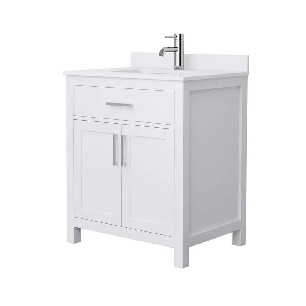 Wyndham Collection Beckett 30" Bathroom Vanity with White Cultured Marble Top - Image 4