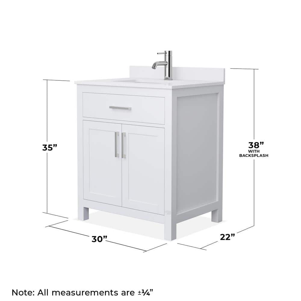 Wyndham Collection Beckett 30" Bathroom Vanity with White Cultured Marble Top - Image 6