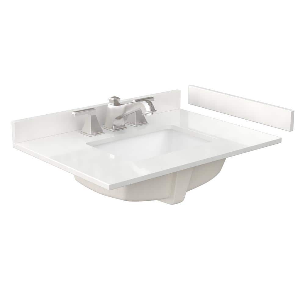 Wyndham Collection Beckett 30 in. Freestanding White Bath Vanity with Quartz Top - Image 4