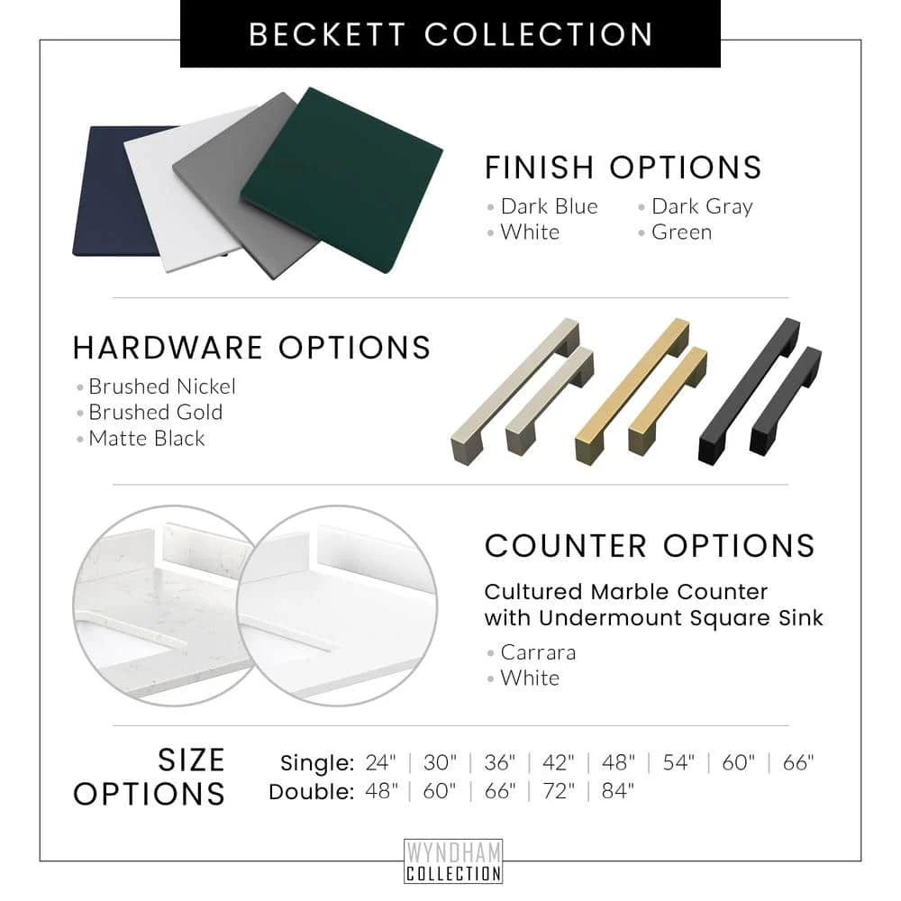 Wyndham Collection Beckett 30" Green Bathroom Vanity with Carrara Marble Top - Image 7