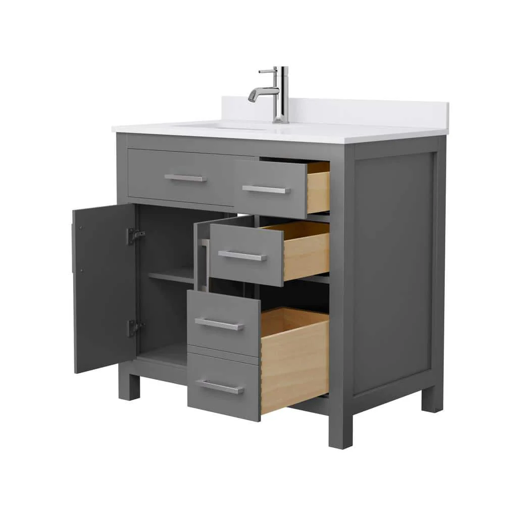 Wyndham Collection Beckett 36" Bathroom Vanity in Dark Gray with Cultured Marble Top - Image 11