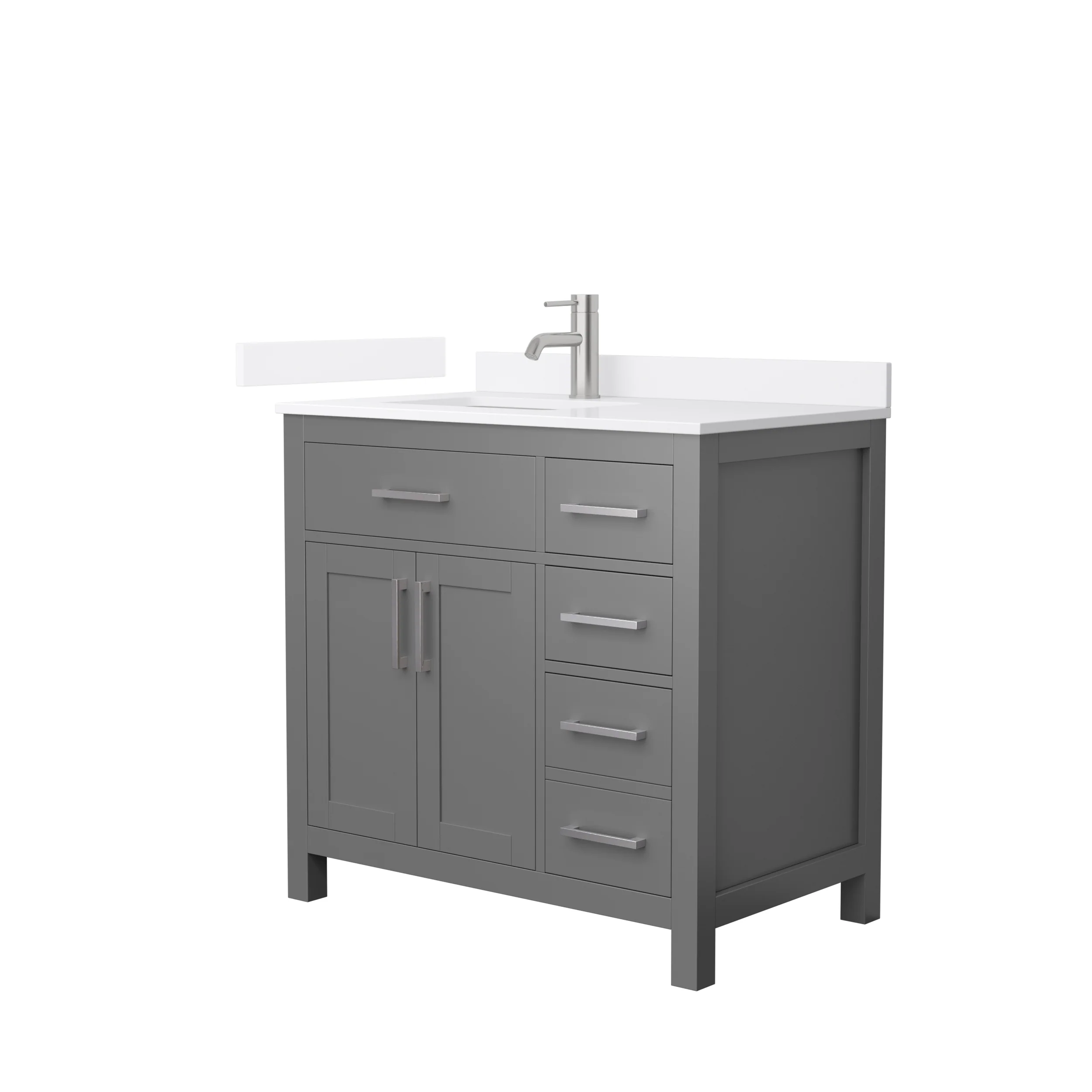 Wyndham Collection Beckett 36" Bathroom Vanity in Dark Gray with Cultured Marble Top - Image 16