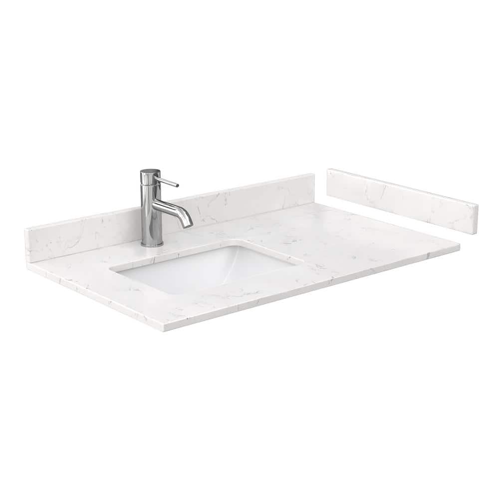 Wyndham Collection Beckett 36" Bathroom Vanity in Dark Gray with Carrara Marble Top - Image 7