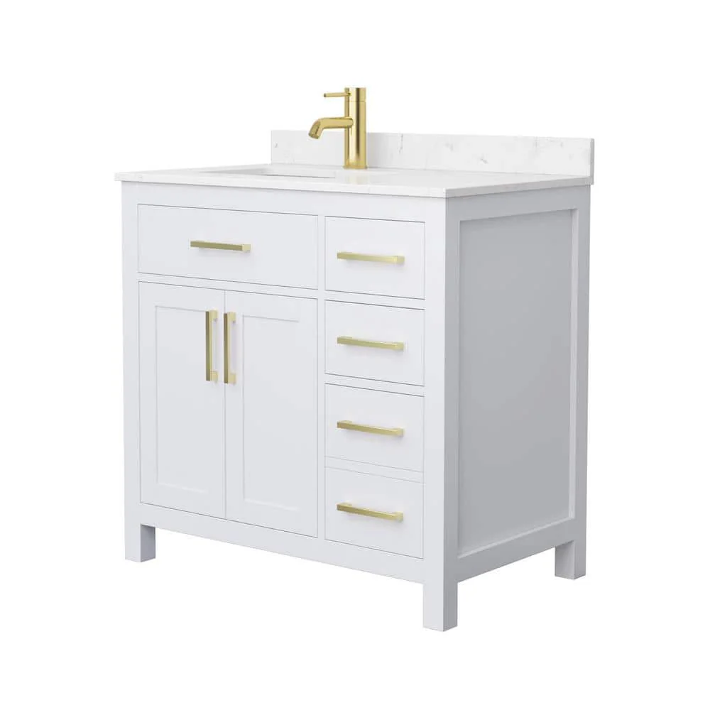 Wyndham Collection Beckett 36" Bathroom Vanity in Dark Gray with Cultured Marble Top - Image 2