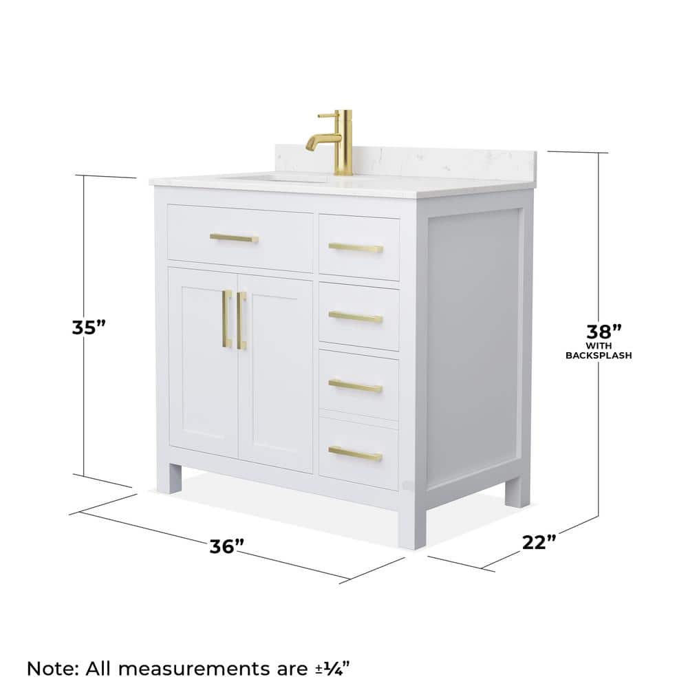 Wyndham Collection Beckett 36" Bathroom Vanity in Dark Gray with Cultured Marble Top - Image 5