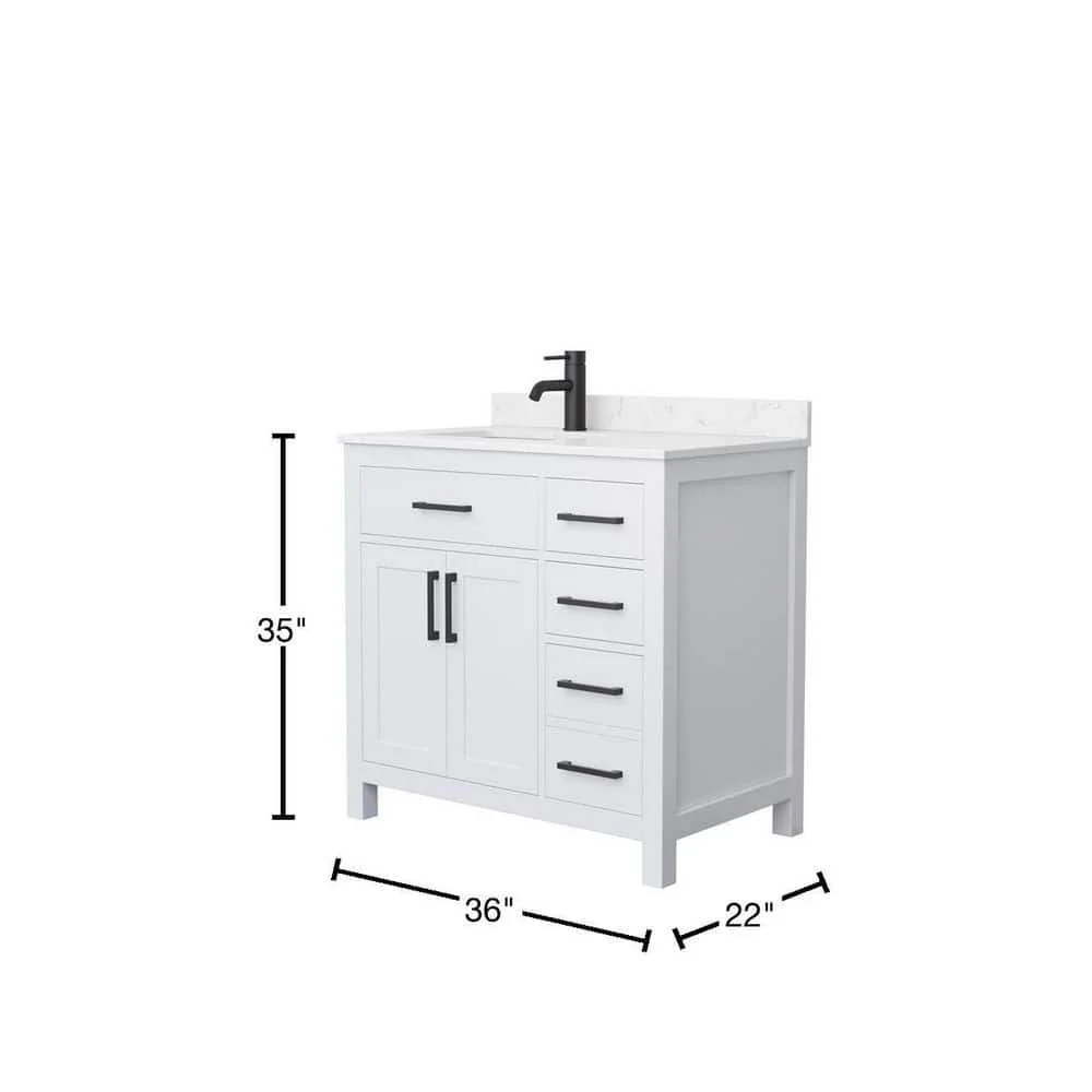 Wyndham Collection Beckett 36" Bathroom Vanity with Carrara Marble Top - Image 3