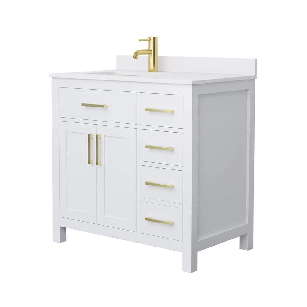 Wyndham Collection Beckett 36" Bathroom Vanity with White Cultured Marble Top - Image 2