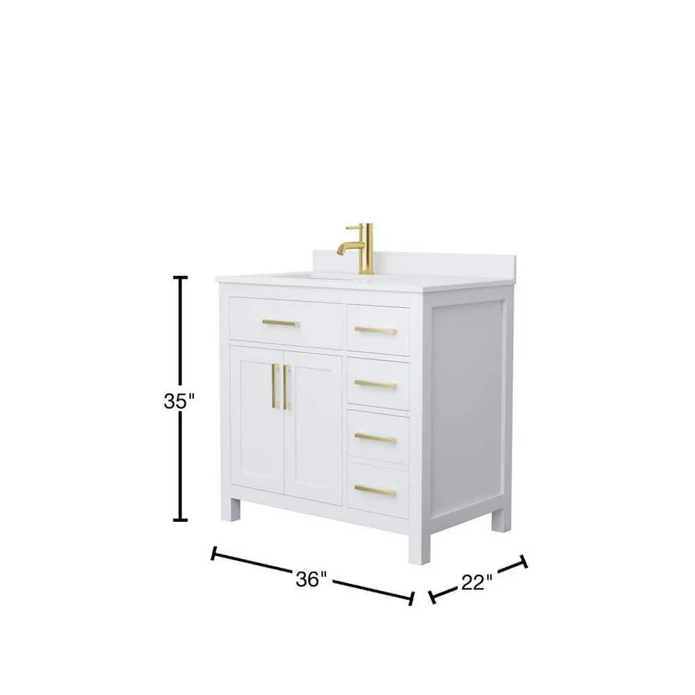 Wyndham Collection Beckett 36" Bathroom Vanity with White Cultured Marble Top - Image 3
