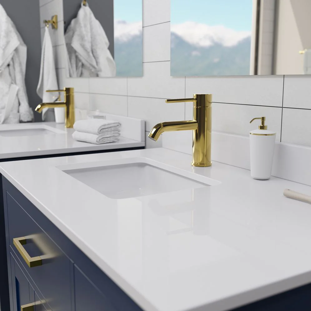 Wyndham Collection Beckett 36" Dark Blue Bathroom Vanity with Carrara Marble Top - Image 12
