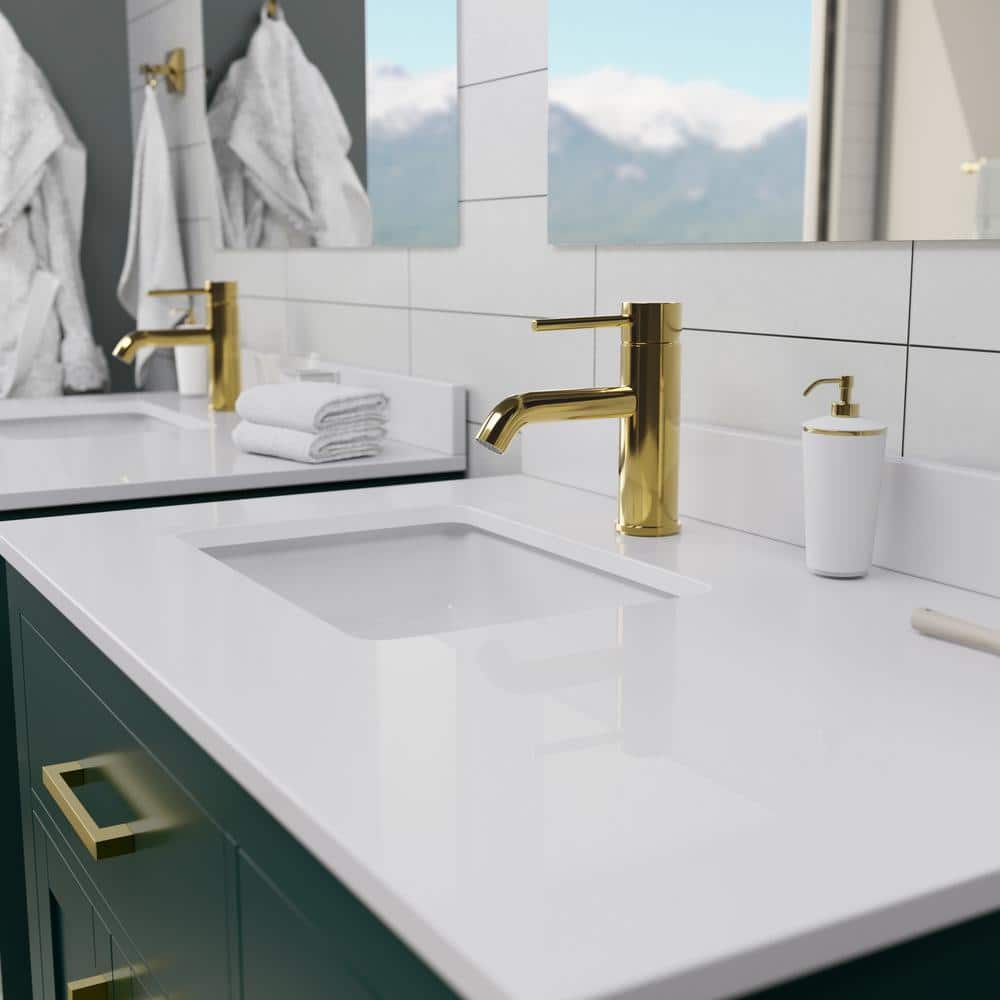 Wyndham Collection Beckett 36" Green Bathroom Vanity with White Cultured Marble Top - Image 8