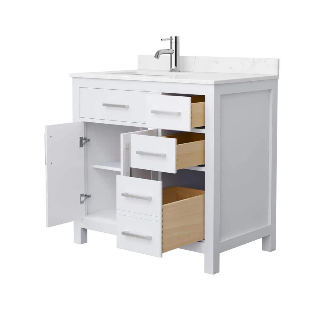 Wyndham Collection Beckett 36" Dark Blue Bathroom Vanity with Cultured Marble Top - Image 4