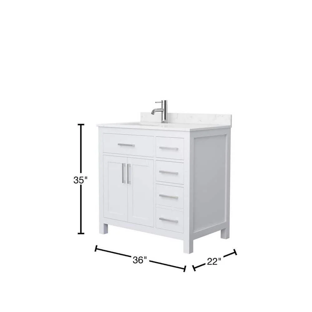 Wyndham Collection Beckett 36" Dark Blue Bathroom Vanity with Cultured Marble Top - Image 6