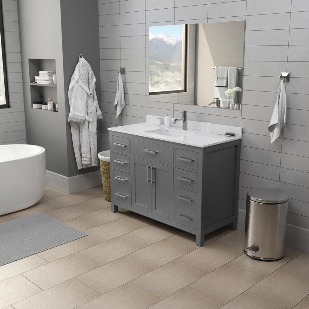 Wyndham Collection Beckett 54" Single Vanity in Dark Gray with Cultured Marble Top - Image 3
