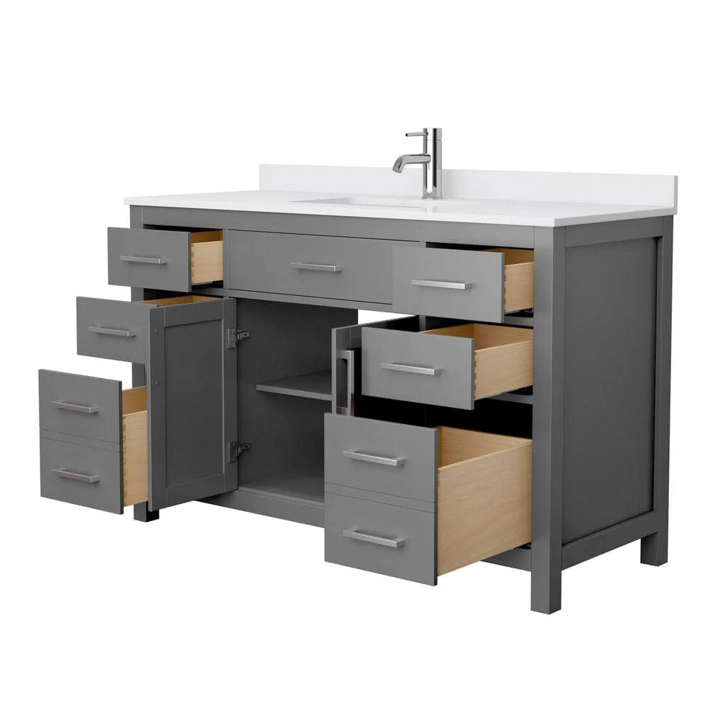 Wyndham Collection Beckett 54" Single Vanity in Dark Gray with Cultured Marble Top - Image 4