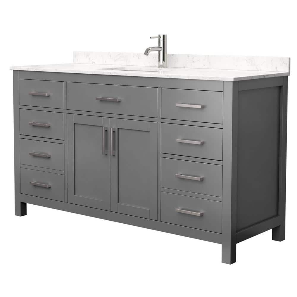 Wyndham Collection Beckett 60" Dark Gray Single Bath Vanity with Cultured Marble Top - Image 3