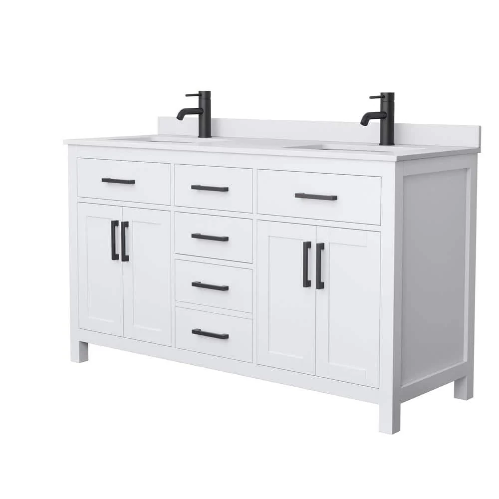 Wyndham Collection Beckett 60" Double Sink Bathroom Vanity with Cultured Marble Top - Image 2