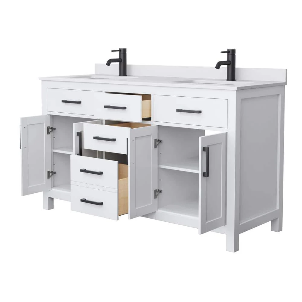 Wyndham Collection Beckett 60" Double Sink Bathroom Vanity with Cultured Marble Top - Image 3