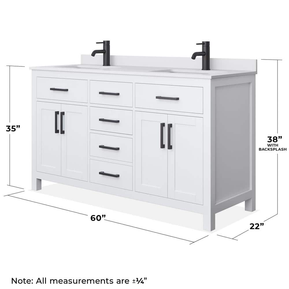 Wyndham Collection Beckett 60" Double Sink Bathroom Vanity with Cultured Marble Top - Image 5