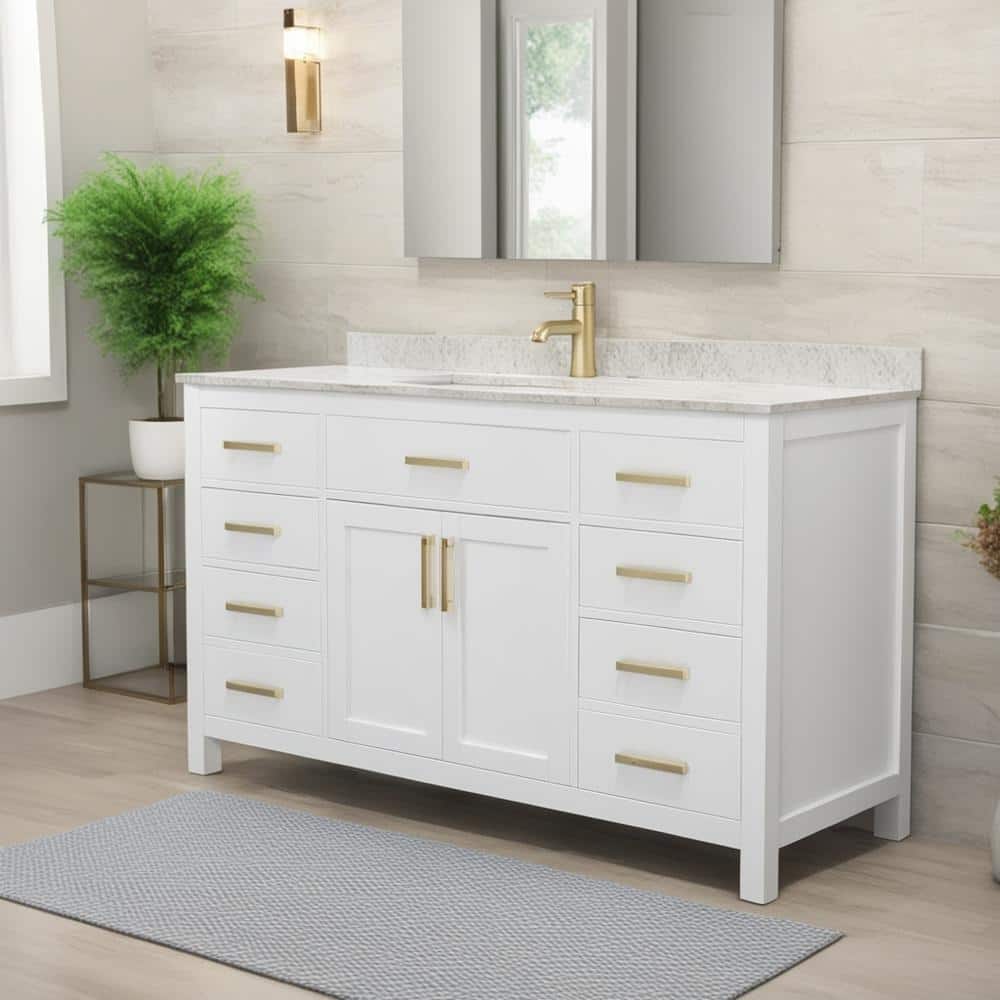 Wyndham Collection Beckett 60" Single Sink Bath Vanity with Carrara Marble Top - Image 2