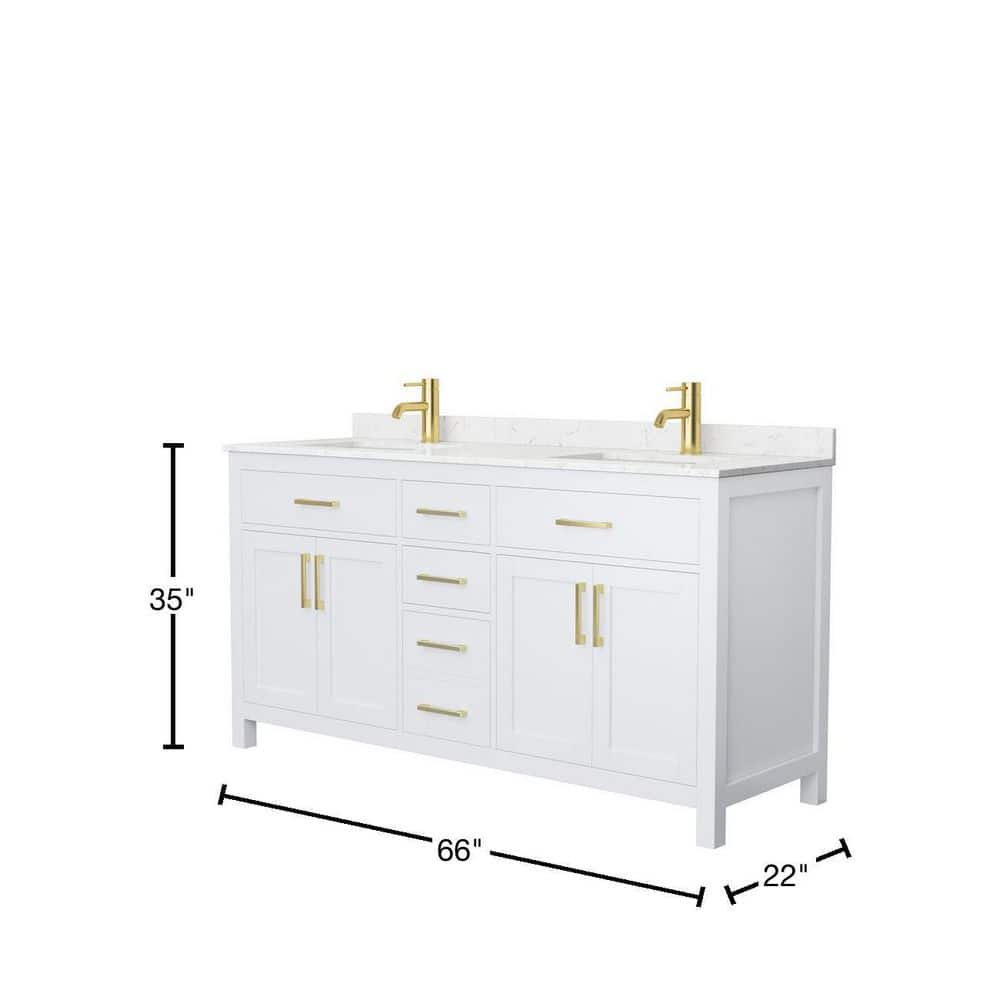 Wyndham Collection Beckett 66" Double Bath Vanity with Cultured Marble Top in White - Image 3